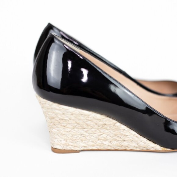 L.K. Bennett Black Patent Leather Wedge Pumps Size 9 EUR 39 - Picture 8 of 12